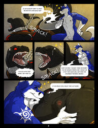 anus ass bondage bound clothing collar comic dialogue fur imminent_rimming male male_only mammal multiple_males nox_(sonicfox) open_mouth reptile scalie sonicfox wfa yaoi rating:Explicit score:22 user:bot