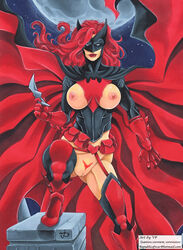 1girls adapted_costume batman_(series) batwoman belt boots breasts cape clothing cowl dc dc_comics erotic_costume erotic_earth female female_only female_pubic_hair fire_crotch gauntlets gloves hips huge_breasts kate_kane large_breasts legs long_hair mask nipples pubes pubic_hair pussy red_hair redhead shaped_pubic_hair shoes solo tagme thighs vagina vp rating:Explicit score:80 user:Bart