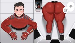  2001:_a_space_odyssey absurd_res alternate_version_available astronaut big_ass david_bowman easytempo gay hal_9000 highres imminent_sex interspecies male male_only older_male robot stuck_in_wall tight_clothing voluptuous_male  rating:explicit score: user:bot