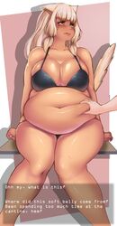 bbw belly_grab blonde_hair blue_eyes breasts cat_ears fat kipteitei large_breasts long_hair tail rating:Questionable score:138 user:sandorbendeguz01