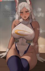 1girls breasts brown_skin dark-skinned_female dark_skin female hi_res large_breasts leotard long_hair miruko my_hero_academia oroborusart rabbit_ears red_eyes rumi_usagiyama savagexthicc solo white_hair rating:Explicit score:252 user:Aeolus_HX