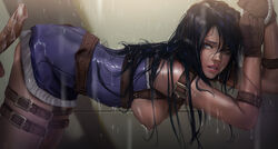 1boy 1girls ass black_hair blue_eyes blue_hair breasts caitlyn_kiramman clothing female functionally_nude gloves hips hoobamon large_breasts league_of_legends legs lips long_hair male nipples rain sex sideboob straight thighs wet rating:Explicit score:118 user:Bart