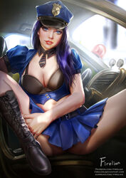 1girls artist_name belly beltskirt blue_eyes blue_hair blue_skirt boots bra breasts caitlyn_kiramman cap car cleavage covered_breasts female female_only firolian hat high_resolution hips large_breasts league_of_legends legs lips long_hair looking_at_viewer midriff motor_vehicle necktie officer_caitlyn police police_car police_hat police_uniform policewoman shoes skirt solo spread_legs thighs underwear uniform vehicle web_address rating:Questionable score:176 user:justausername