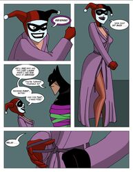 1boy 1girls batman batman:_the_animated_series batman_(series) comic dc_comics dcau dialogue female fool_me_once great_scott harley_quinn harley_quinn_(classic) male robe sharpie_(artist) speech_bubble stockings the_new_batman_adventures undressing rating:Questionable score:39 user:bot