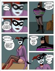 1boy 1girls batman batman:_the_animated_series batman_(series) black_lipstick cleavage comic dc_comics dcau dialogue female fool_me_once great_scott harley_quinn harley_quinn_(classic) male robe sharpie_(artist) speech_bubble stockings straight the_new_batman_adventures thighs tied_up rating:Questionable score:39 user:bot