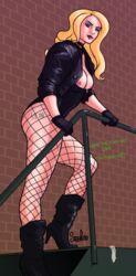 1girls areola black_canary black_leotard blonde_hair blue_eyes boots breasts busty cleavage cum cum_on_breasts cum_on_lips dc dc_comics dinah_lance english english_text eyeshadow female female_only fishnet fishnet_pantyhose fishnets gloves green_arrow_(series) high_heel_boots high_heels hips human jacket justice_league legs legwear leotard lipstick long_hair makeup nipples pantyhose sassafras shoes solo standing tagme text thighs used_condom voluptuous rating:Explicit score:21 user:Bart