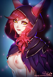 1girls 2017 areolae breasts female female_only league_of_legends looking_at_viewer nipples pinkladymage small_breasts solo xayah rating:Questionable score:128 user:justausername