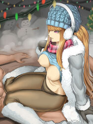 areolae beanie blonde_hair breasts breasts_out clothed_female_nude_male clothes_lift clothing cowgirl_position dark_nipples earmuffs female hat highres knees_together_feet_apart kumiko_(aleron) league_of_legends long_hair mittens nipples no_bra nude open_clothes outdoors pants pantyhose purple_eyes scarf shirt shirt_lift sidelocks sitting snow_day_syndra snowdown_series straddling sweater sweater_lift syndra winter_clothes yoga_pants rating:Explicit score:109 user:Miss_Vulf