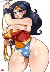 big_breasts breasts cleavage dc dc_comics diana_prince female female_only large_breasts lightsource looking_at_viewer solo thick_thighs wonder_woman wonder_woman_(series) rating:Questionable score:122 user:justausername