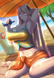 beach blanket blonde_hair dat_ass highres large_ass large_breasts league_of_legends leona_(league_of_legends) long_hair naughty oil pool_party_leona pool_party_series shine shining smile sunflower surfboard torahime umbrella rating:Safe score:43 user:razor851