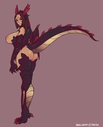 big_breasts dragon dragon_girl female full_length gyarusatan horns looking_at_viewer monster_girl scalie solo standing tail rating:Explicit score:76 user:Davyyyyy_Jones