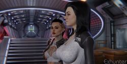  2girls 3d 3d_(artwork) breast_envy exhunter female female_only girl_staring_at_guy's_chest jack_(mass_effect) jealous mass_effect miranda_lawson subject_zero  rating:explicit score: user:bot