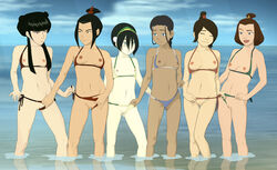 6girls accurate_art_style anaxus avatar_the_last_airbender azula beach belly_button between_toes blind breast calf_muscles dark-skinned_female dark_skin earth_kingdom female_only fire_nation group hairless_pussy holding innie_pussy interracial katara lineup mai_(avatar) multiple_girls naked navel nickelodeon nipples ocean ponytail public pussy short_hair small_breasts smiling standing suki swimsuit toph_bei_fong touching ty_lee water water_tribe rating:Explicit score:406 user:Bj14