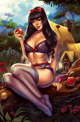 big_breasts black_hair bra breasts cleavage disney disney_princess elias_chatzoudis female garter_belt garter_straps hair_ribbon holding_apple large_breasts lingerie long_hair nipples outside princess ribbon royalty see-through sitting snow_white_(disney) snow_white_and_the_seven_dwarfs solo thighhighs rating:Explicit score:157 user:chooped