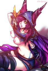 areolae breasts ebluberry female female_only league_of_legends looking_at_viewer nipples solo xayah rating:Questionable score:98 user:justausername