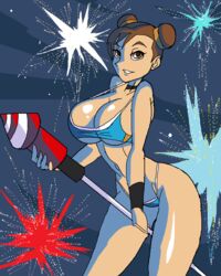 1girls asian bare_shoulders big_breasts bikini bikini_bottom bikini_top bracelet brown_eyes brown_hair busty capcom choker chun-li cleavage curvy detailed_background double_bun female female_only fireworks front_view hair_bun hairbun holding_object hourglass_figure human looking_at_viewer manic47 midriff new_year new_years_eve night outdoor outside pose posing shiny shiny_skin short_hair skimpy solo standing street_fighter swimsuit tied_hair underboob video_game video_games voluptuous water wide_hips rating:Questionable score:26 user:Havoc100