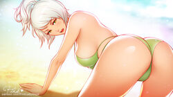 ass bikini breasts cleavage female female_only league_of_legends looking_at_viewer looking_back pinkladymage pool_party riven solo rating:Questionable score:94 user:justausername