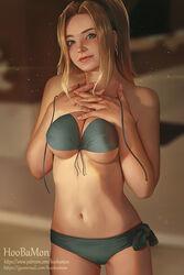 bikini blonde_hair female female_only headwear hoobamon league_of_legends looking_at_viewer luxanna_crownguard solo rating:Questionable score:263 user:justausername