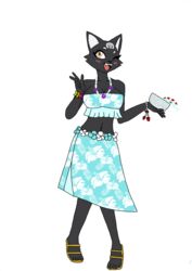  anthro black_body black_fur breasts clothing domestic_cat felid feline felis female fur gholoxy34 hi_res kemono mammal solo songkran tarahe water  rating:safe score: user:bot