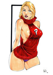 1girls 2019 alternate_costume arms_behind_back big_breasts blonde_hair blue_eyes breasts busty dated dc dc_comics earrings earth-2 earth2 earth_2 ed_benes_studio eyeshadow female female_only jsa justice_society justice_society_of_america karen_starr kryptonian large_breasts lipstick makeup mascara nipples panties partially_visible_nipples pink_nipples pinup power_girl purple_panties purple_thong red_lips red_lipstick red_sweater short_hair sideboob signature solo standing superheroine sweater thighs thong vagner_fernandes virgin_killer_sweater rating:Explicit score:53 user:JackieEstacadoThrowaway