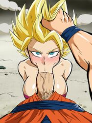 1boy 1girls :>= bare_shoulders blonde_hair blush breasts caulifla clothed_sex darm_engine dragon_ball dragon_ball_super fellatio female goku grabbing_hair green_eyes hand_on_another's_head hand_on_head large_breasts light-skinned_female light_skin looking_at_viewer male male_pubic_hair oral page_2 penis pov pov_eye_contact pubic_hair saiyan sex short_hair solo_focus son_goku spiked_hair spiky_hair straight super_saiyan_2 tank_top uncensored universe_6 universe_6/universe_7 universe_6_saiyan/universe_7_saiyan unseen_male_face rating:Explicit score:122 user:bot