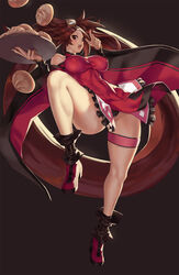 baozi brown_hair cameltoe chinese_dress dress dumpling erect_nipples eu03 female food guilty_gear kuradoberi_jam long_hair panties plate solo waitress rating:Questionable score:136 user:chooped