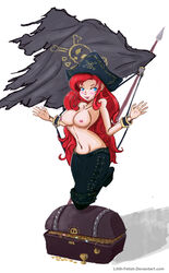 2015 blue_eyes bondage breasts female female_only jolly_roger league_of_legends lilith-fetish miss_fortune nipples pirate_hat red_hair treasure rating:Explicit score:14 user:OokamiRika