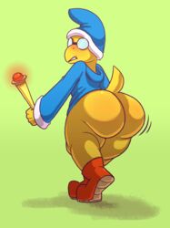 anthro ass big_butt blush clothed clothing eyewear footwear glasses glowing hat headgear kamek komponi koopa looking_at_viewer looking_back magic_user male male_only mario_(series) mostly_nude nintendo robe scalie shoes solo standing teeth thick_thighs video_games wand rating:Explicit score:20 user:IAlwaysCumBack