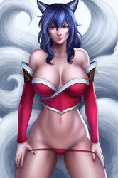 ahri big_breasts breasts cleavage female female_only flowerxl large_breasts league_of_legends looking_at_viewer panties solo rating:Explicit score:84 user:justausername