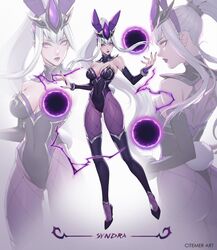 ass back_view bunny_ears bunny_tail bunnysuit citemer female front_view league_of_legends pantyhose purple_eyes syndra white_hair rating:Questionable score:204 user:ugaugaugau12e