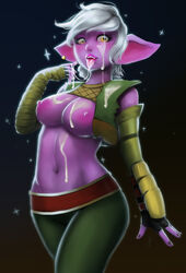 absurdres areolae breasts cum cum_on_breasts cum_on_face cum_on_tongue female female_only highres league_of_legends nipples open_mouth solo thoumeco tongue tongue_out tristana yordle rating:Explicit score:44 user:justausername