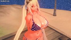  1girls 3d american_flag_bikini animated azur_lane beach big_breasts cleavage gyaru no_sound paracetamolkoi pubic_tattoo queen_of_spades tagme taihou_(azur_lane) tanned tanned_female twintails video  rating:explicit score: user:northsea