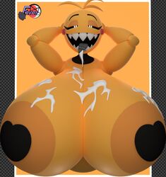 1girls animatronic areolae bodily_fluids busty cum cum_drip cum_in_mouth cum_on_body cum_on_breasts cum_on_face female female_only feversfm five_nights_at_freddy's five_nights_at_freddy's_2 heart-shaped_pupils hyper looking_at_viewer open_mouth panties scottgames sharp_teeth solo solo_female solo_focus tall tongue tongue_out toy_chica_(cyanu) toy_chica_(fnaf) yellow_body yellow_skin rating:Explicit score:104 user:HughthyDerg