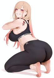 1girls ai_generated armpits ass ass_focus blacked blacked_clothing blonde_hair blush ear_piercing female female_only grin kitagawa_marin long_hair looking_at_viewer mikerss nipples_visible_through_clothing open_mouth queen_of_spades red_eyes smile smug solo sono_bisque_doll_wa_koi_wo_suru squatting sweat tank_top toes white_background yoga_pants rating:Safe score:273 user:paolla