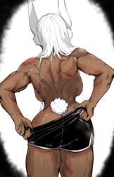 1girls absurd_res animal_ears ass ass_focus back back_view backboob bare_shoulders big_breasts boku_no_hero_academia breasts bunny_ears bunny_tail clothing color color_edit curvy dark-skinned_female dark_skin faceless_female female female_focus female_only hips human large_breasts long_hair masoq095 miruko muscular muscular_female my_hero_academia pinup pulling_up_shorts revealing_clothes rumi_usagiyama shorts simple_background skimpy solo solo_female steam struggling_to_fit sweat sweatdrop tail thick_thighs thighs topless voluptuous wide_hips rating:Explicit score:244 user:deronim