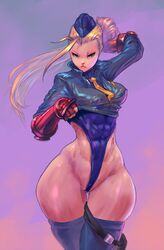 breasts cammy_white cleavage cutesexyrobutts female female_only looking_at_viewer skindentation solo street_fighter thick_thighs wide_hips rating:Questionable score:134 user:justausername