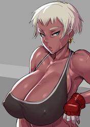 big_breasts breasts cleavage dark-skinned_female dark_skin female female_only huge_breasts large_breasts looking_at_viewer mikoyan nipples solo rating:Questionable score:235 user:justausername