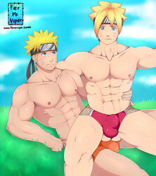 2boys abs ass blonde_hair blue_eyes boruto:_naruto_next_generations bulge father_and_son fermrviper gay incest male male_focus male_only multiple_boys muscle naruto nipples pecs penis sitting sitting_on_person testicles uncensored underwear uzumaki_boruto uzumaki_naruto yaoi rating:Explicit score:30 user:GoldenTrashCan