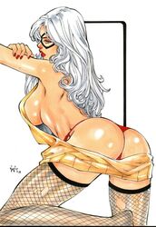 1girls 2019 alternate_costume ass back bent_forward big_ass big_breasts black_cat_(marvel) blue_eyes breasts busty curvaceous curvy dat_ass dated domino_mask ed_benes_studio eyeshadow felicia_hardy female female_only fishnet fishnet_legwear fishnet_stockings fishnets from_behind human kneeling large_breasts leaning_forward legwear lipstick long_hair makeup marvel marvel_comics mascara mask nail_polish no_bra panties pinup red_lips red_lipstick red_nail_polish red_nails red_panties red_thong signature solo spider-man_(series) stockings superheroine sweater thick_ass thighs thong vagner_fernandes virgin_killer_sweater voluptuous white_hair yellow_sweater rating:Explicit score:80 user:JackieEstacadoThrowaway