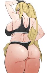 1girls alternate_version_available ass back back_view backboob big_ass big_breasts black_shorts blonde_female blonde_hair blush bottomwear breasts dat_ass efto_(pixiv) female female_only game_freak hair hand_on_head hime_cut huge_ass looking_back lusamine_(pokemon) mature mature_female mature_woman milf mother pokemon pokemon_sm ponytail solo solo_female sports_bra sportswear sweat sweatdrop sweating sweaty thick_thighs thighs topwear rating:Questionable score:151 user:Asereje.