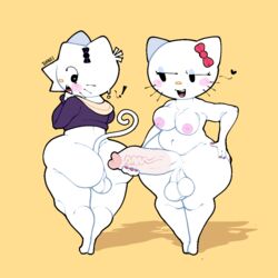 1boy 1futa 1girl anthro back back_view balls big_ass bottom_heavy bottomless breasts clothed clothing dani_(danielito) danielito duo erection femboy futa_on_femboy futa_on_male futanari hello_kitty hello_kitty_(character) hello_kitty_(series) huge_cock humanoid_penis kitty_white looking_back male partially_clothed penis sanrio standing thick_thighs wide_hips rating:Explicit score:84 user:Josue_XD2024