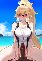 1girls ai_generated artstyle_imitation blonde_hair blush breasts dark-skinned_male fate/grand_order fate_(series) female floox hi_res high_resolution hips huge_breasts interracial jeanne_d'arc_(fate) jeanne_d'arc_(swimsuit_archer) large_breasts light-skinned_female light_skin long_hair pov stable_diffusion thiccwithaq_(ai_style) thick_thighs thighs wide_hips rating:Explicit score:126 user:Aeolus_HX