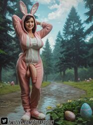  ai_generated cock dick dickgirl easter easter_bunny futa_only futafusion futanari holidays large_breasts large_penis large_testicles looking_at_viewer outdoors pajamas penis photorealistic public_domain realistic shemale solo standing  rating:explicit score: user:futafusionx