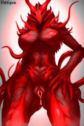  1girls ai_generated anthro breasts demon dripping_pussy female monochrome sleep_paralysis_demon tentacle thick_hips vagina vatigon  rating:explicit score: user:vatigon