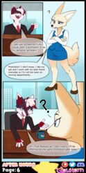 absurd_res aggressive_retsuko aggretsuko anthro artifact_the_fox big_ears black_body black_clothing black_fur black_shirt black_topwear blue_eyes bottomwear brown_body brown_fur business_suit canid canine chair clothing collared_shirt comic comic_page confusion container crossed_arms cup desk dialogue duo english_text evil_face evil_look female fennec_fox fenneko footwear fox full-length_portrait fur furniture furry furry_female furry_male glowhorn hair hi_res high_heels male male/female mammal mug necktie nintendo office office_chair office_clothing open_mouth orange_eyes page_6 page_number portrait red_body red_fur red_hair sanrio sharp_teeth shirt simple_background skirt skyline suit table tail talking_to_another teeth tongue topwear true_fox white_body white_clothing white_fur white_hair white_shirt white_topwear window rating:Questionable score:9 user:ArtifactFox