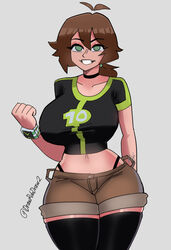 ben_10 ben_10_omniverse ben_tennyson big_breasts brown_hair cartoon_network curvy curvy_figure drawrobdraw2 female female_ben female_only rule_63 shorts thick_ass thick_thighs thong rating:Questionable score:310 user:drawrobdraw