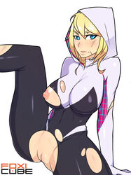 1girls areola areolae big_breasts breasts busty cameltoe cleavage female female_only foxicube gwen_stacy large_breasts marvel marvel_comics nipples pussy solo spider-gwen spider-man_(series) spread_legs torn_clothes vagina voluptuous rating:Explicit score:226 user:justausername