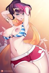 alternate_costume areolae bikini breasts female female_only fiora_laurent league_of_legends looking_at_viewer nanoless nipples pool_party pool_party_fiora pool_party_series short_shorts shorts solo sunglasses_on_head rating:Explicit score:197 user:justausername