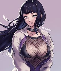 1girls big_breasts bra breast_focus breasts breasts_out busty cleavage exposed_breasts fishnets hyuuga_hinata long_hair looking_at_viewer missfaves naruto naruto_(series) naruto_shippuden open_clothes open_jacket small_bra smile solo unzipped unzipped_jacket white_eyes rating:Questionable score:100 user:lespam_605