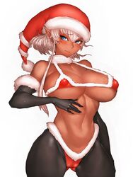 big_breasts blush breasts cameltoe cleavage dark-skinned_female dark_skin female female_only fumio_(rsqkr) large_breasts looking_at_viewer santa_hat solo rating:Questionable score:108 user:justausername